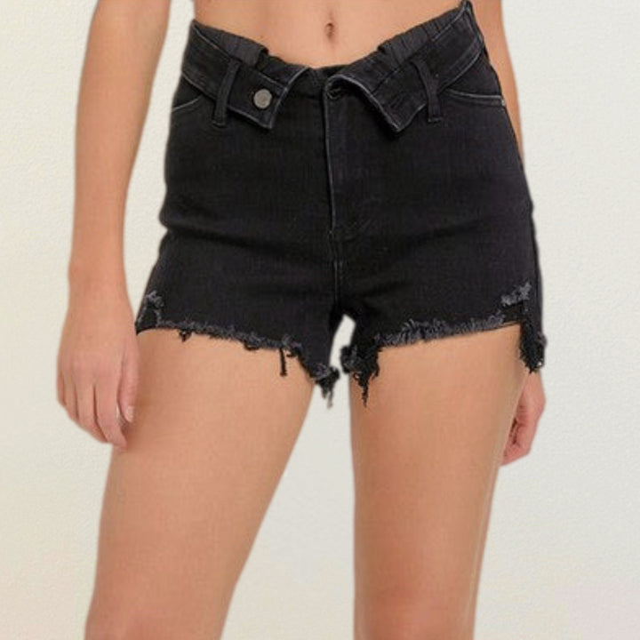 Risen High Rise Folded Waist Shorts