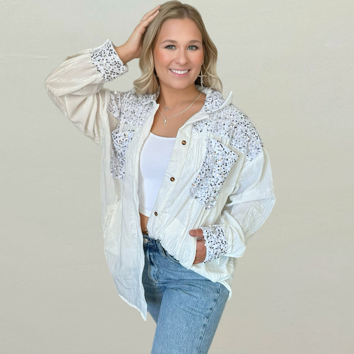 Sparkle me Velvet Button Down - Salt and Grace Boutique