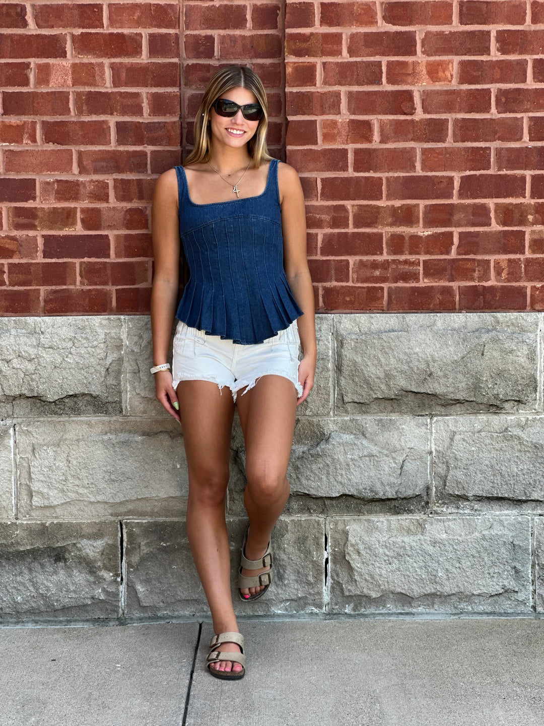 Peplum Denim Tank