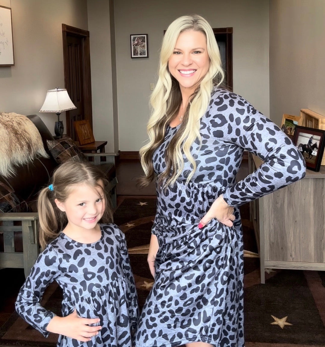 Girls Leopard Dress - Salt and Grace Boutique