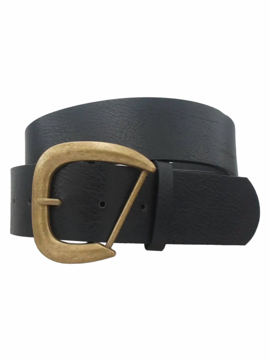 The Irregular Rounded D Buckle Faux Leather Belt