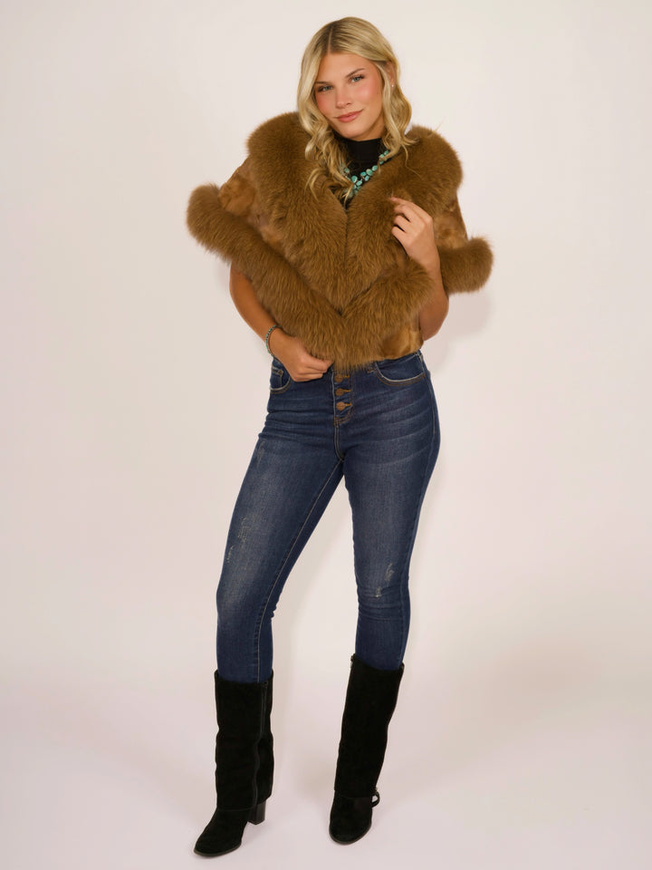Premium Whiskey Mink & Fox Fur Cape