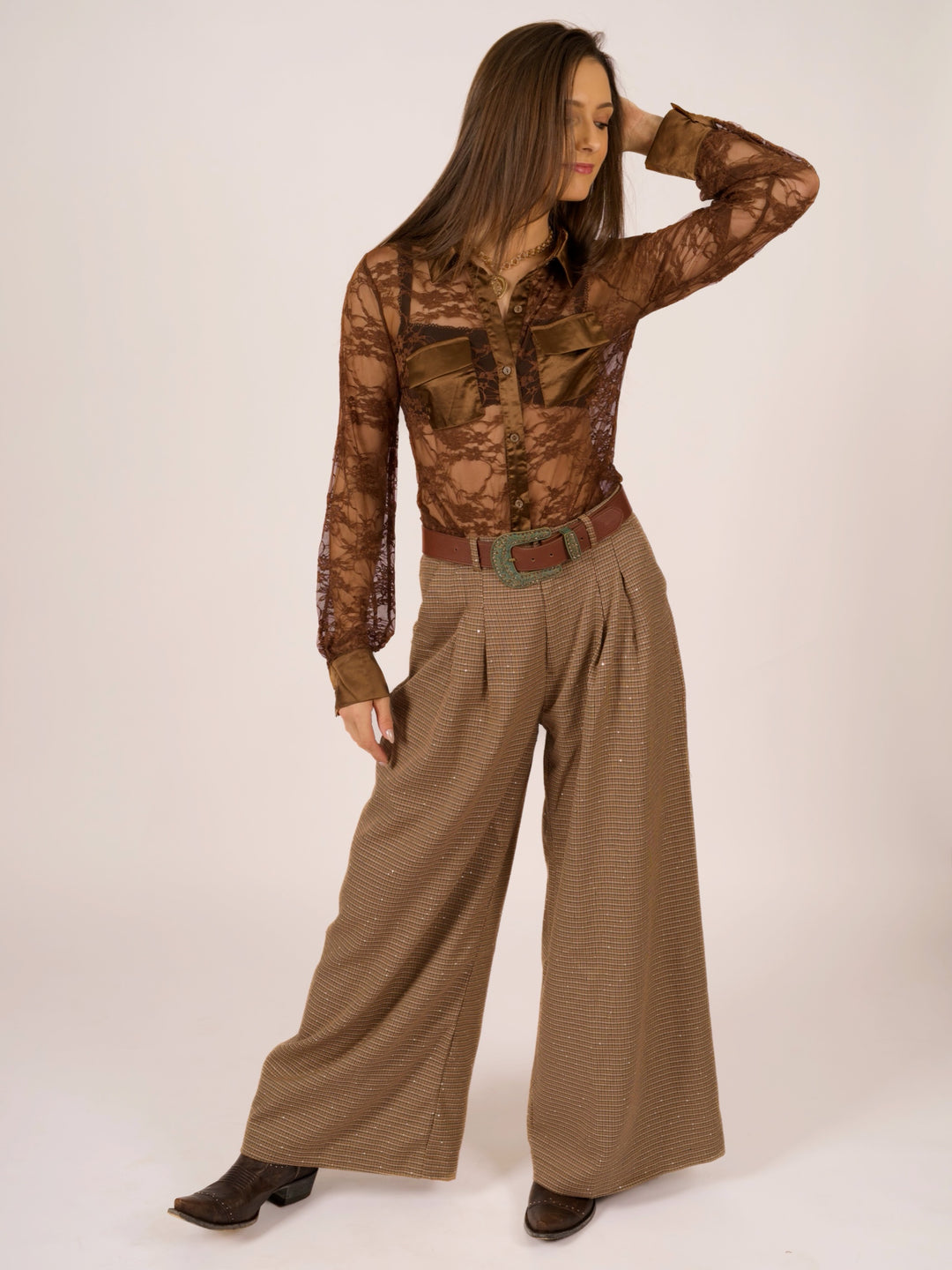Lace Button-Down Blouse