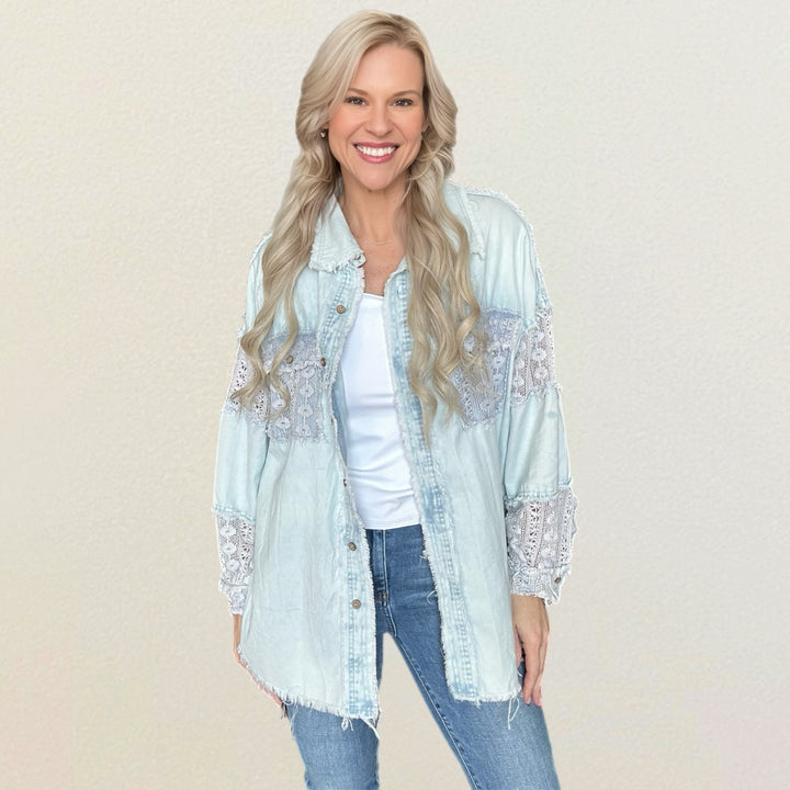 Graceful Lace Button Up Shirt - Salt and Grace Boutique