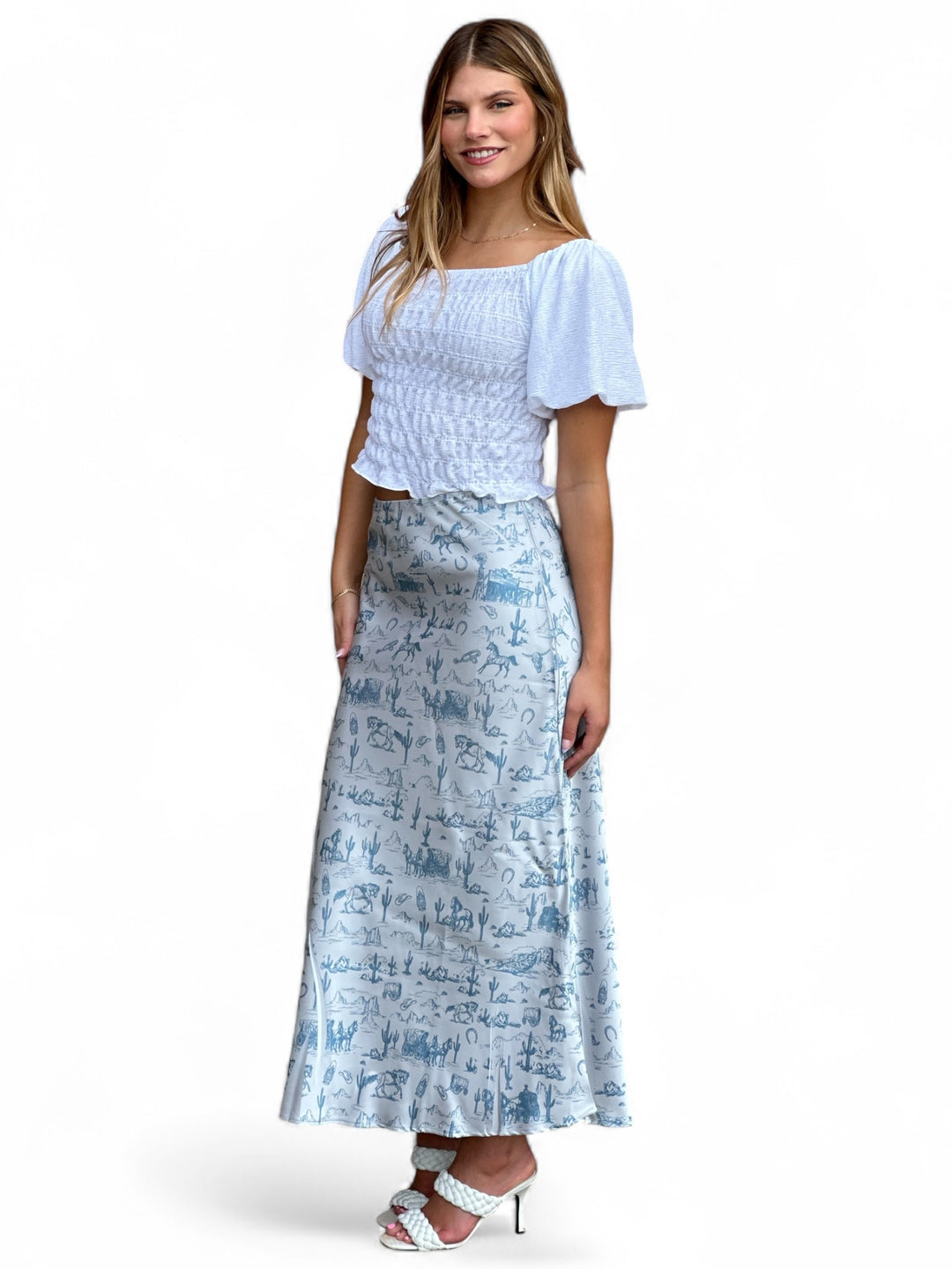 Cowgirl Chic High-Rise Elastic Waist Maxi Skirt