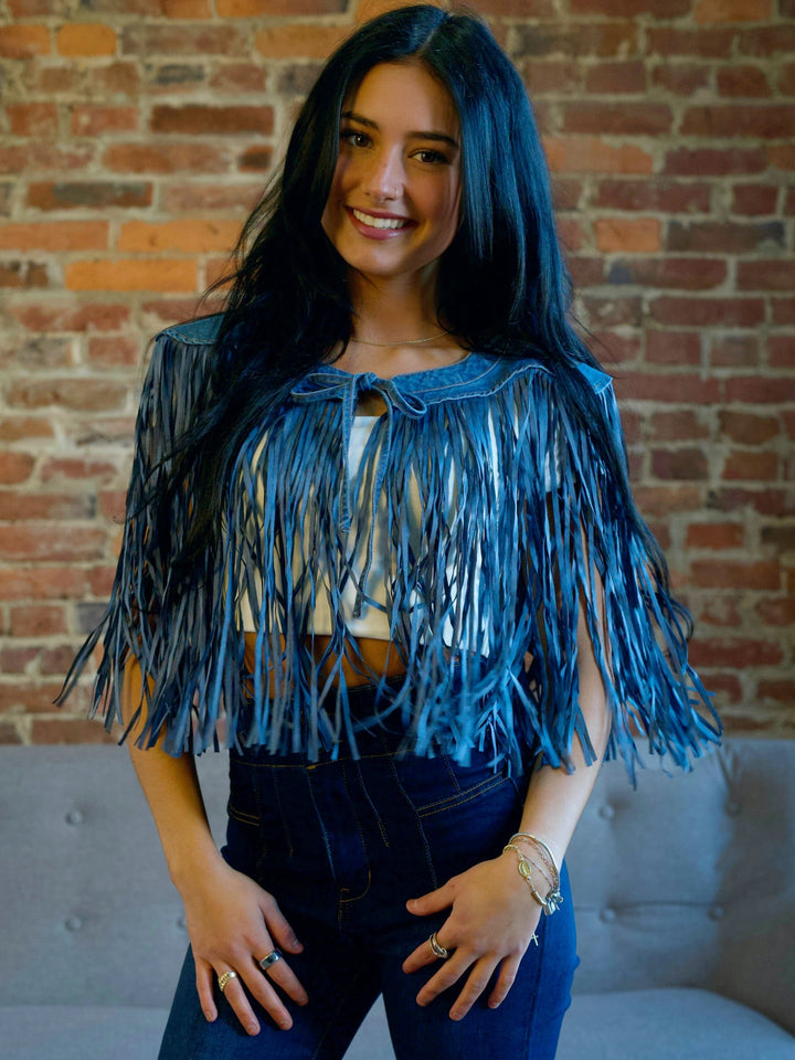 Denim Fringe Collar
