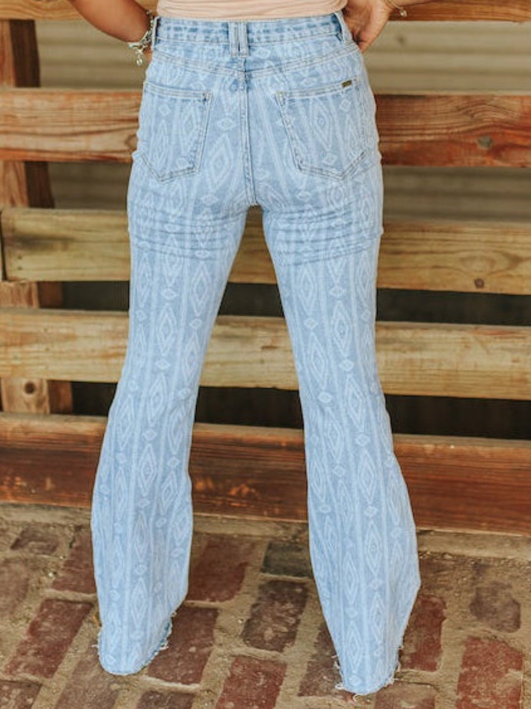 Light Wash Aztec Print Flare Jeans