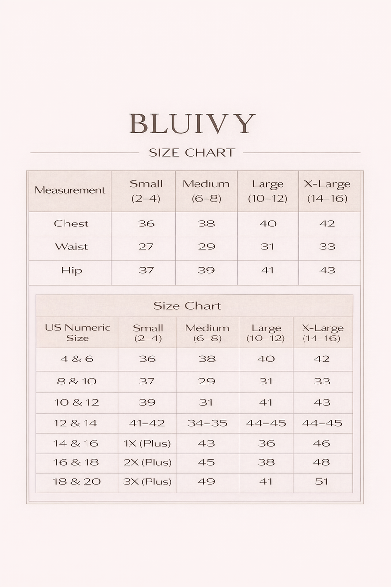 Bluivy size chart