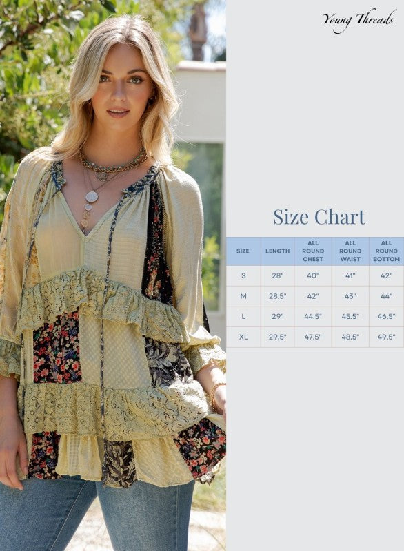 Vintage Patchwork Boho Peasant Tunic Top