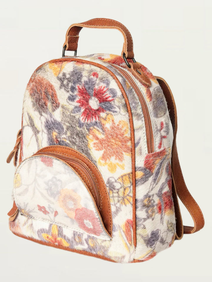 Floral Cowhide Mini Backpack