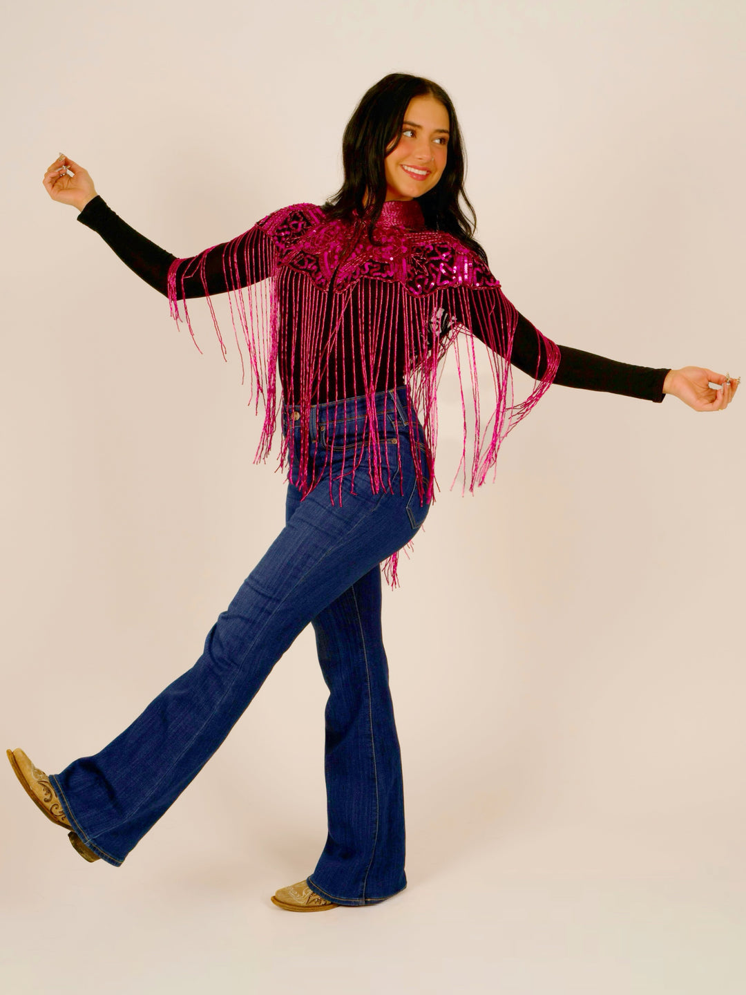 Hot Pink Beaded Cape