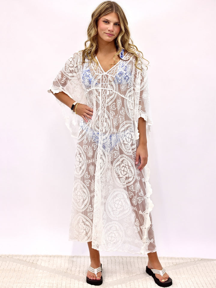 POL Boho Breeze Crochet Floral Dress
