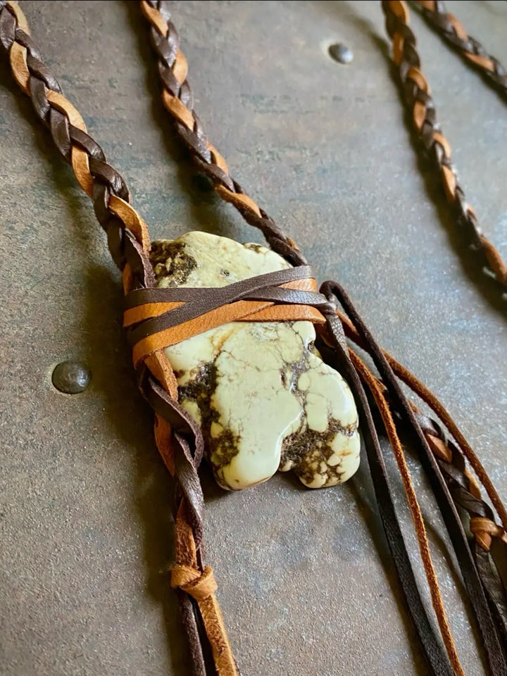 Gypsy Soul Deerskin Leather w/ White Howlite Stone Necklace