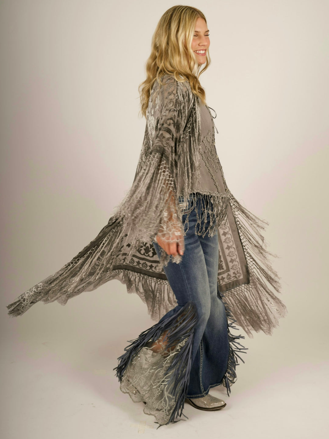 Stevie Nicks Burnout Velvet & Lace Duster