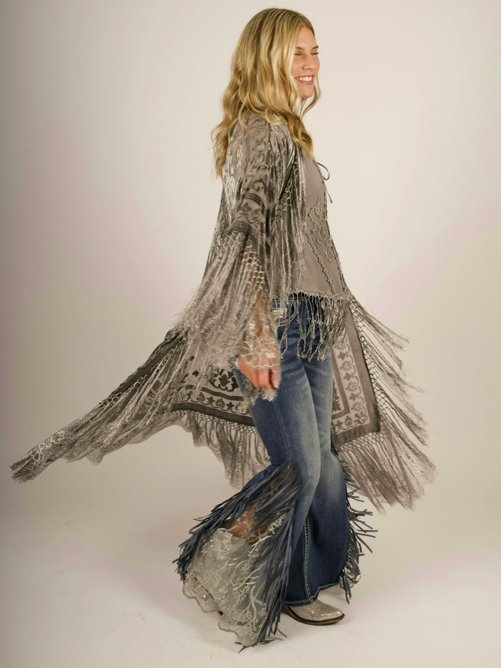 Stevie Nicks Burnout Velvet & Lace Duster