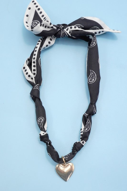 Interchangeable Heart Charm Scarf Necklace