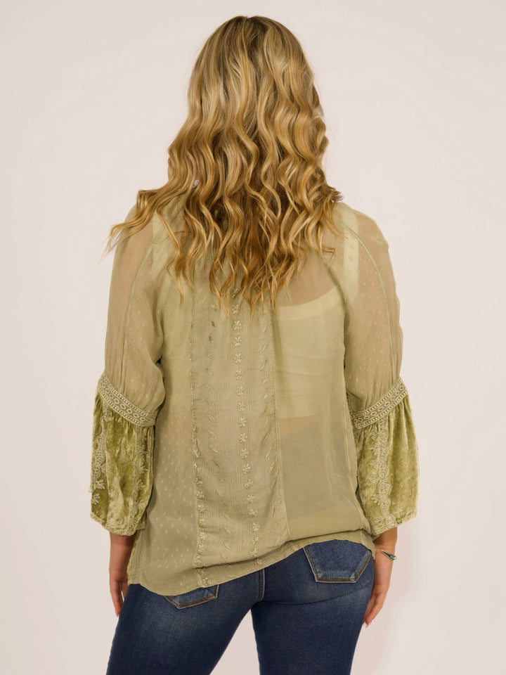 Boho Velvet Peasant Blouse