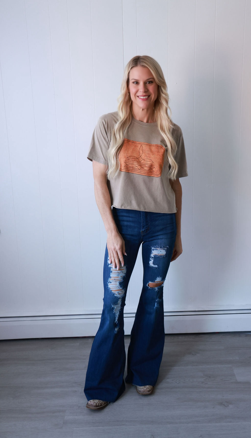 Boot Stitched Cropped Tee