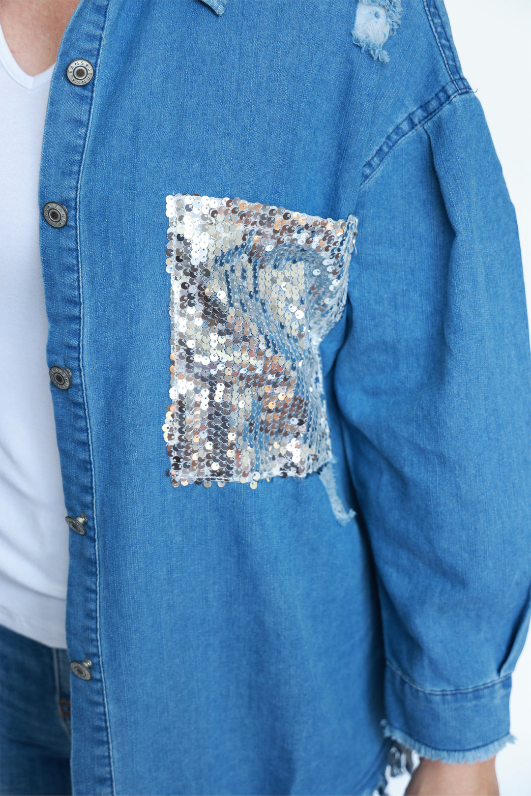 A Touch of Sparkle Denim Top