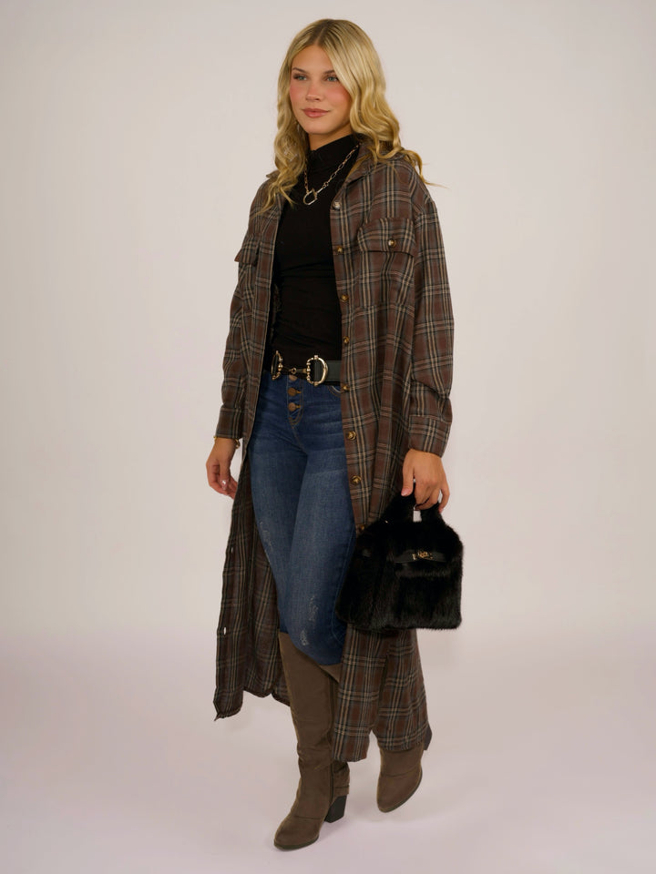 Urban Harvest Plaid Longline Lightweight Jacket