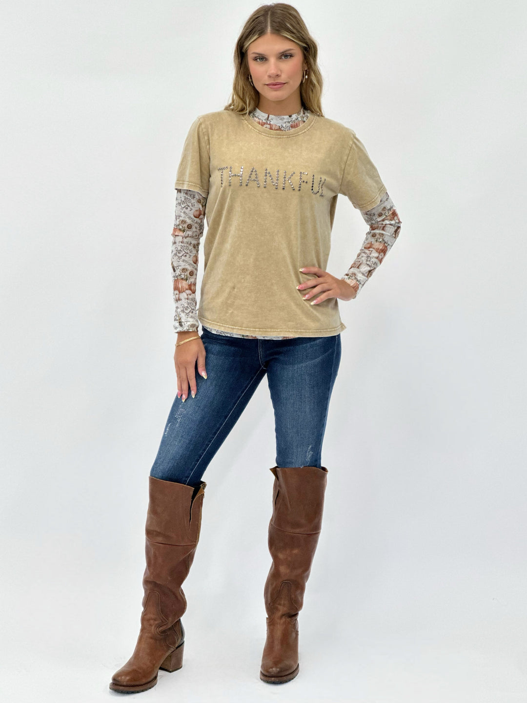 Pumpkin Patch Mesh Top