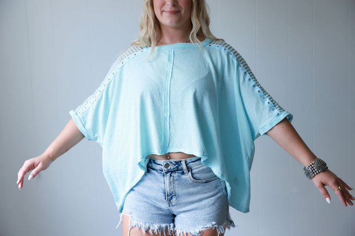 Cotton Candy Lace Stitched Top