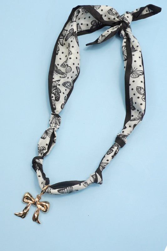 Interchangeable Bow Charm Scarf Necklace