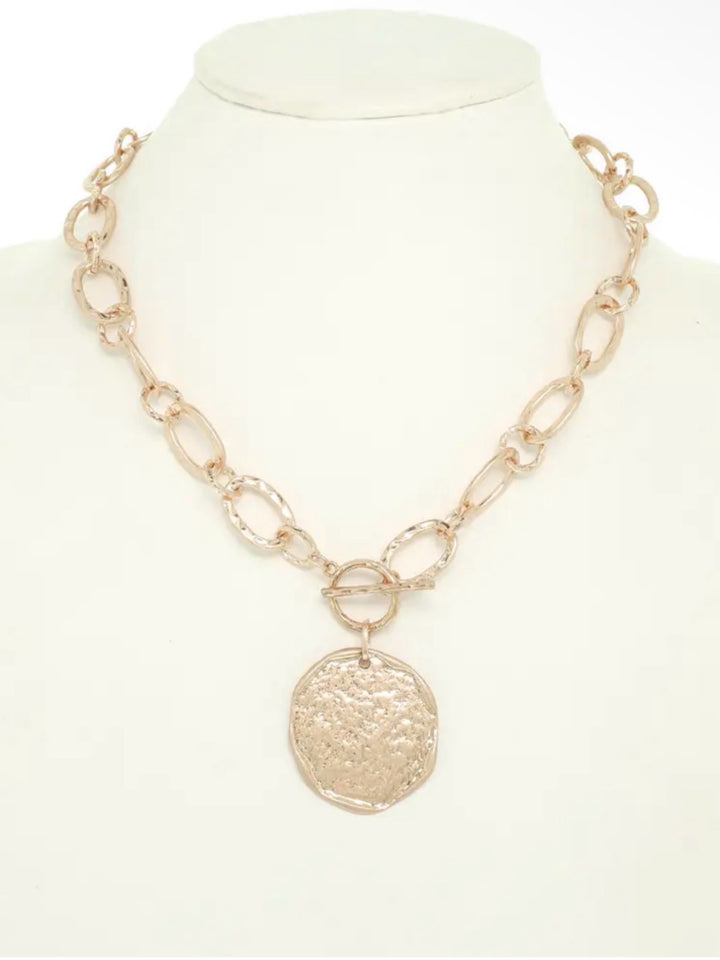 Hammered Coin Pendant Necklace
