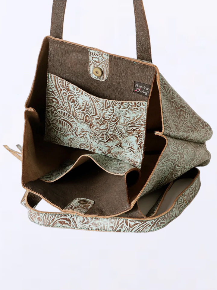 Embossed Genuine Leather Women’s Tote Bag