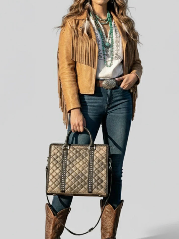 Urban Chic Quilted Leather Tote Handbag