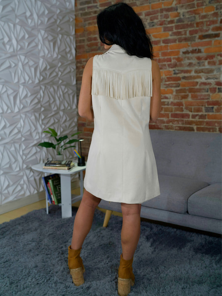 Fringe Suede Suit Style Dress