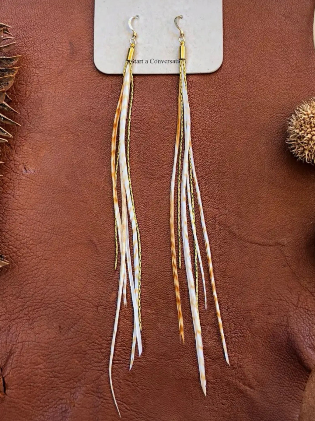 Handcrafted Blond Mini Feather Dangle Earrings