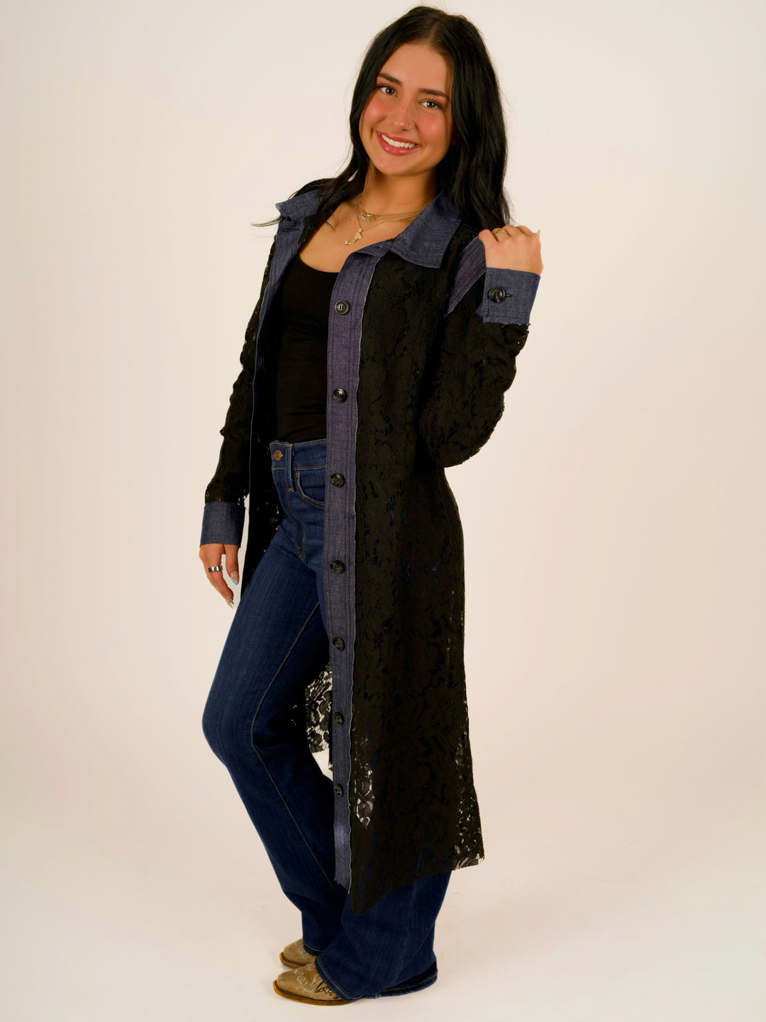 Sierra Lace with Denim Trim Jacket