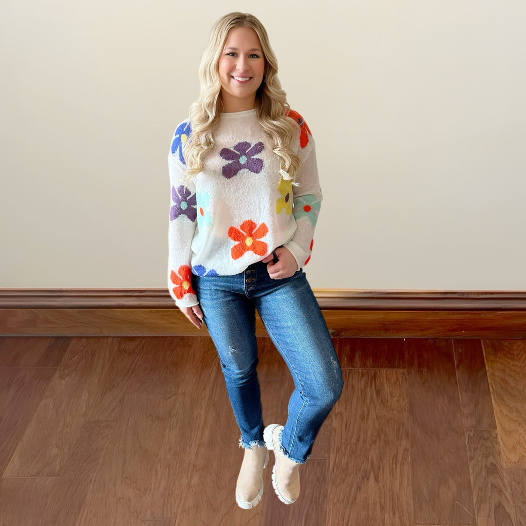 Flower Miss Me Sweater - Salt and Grace Boutique