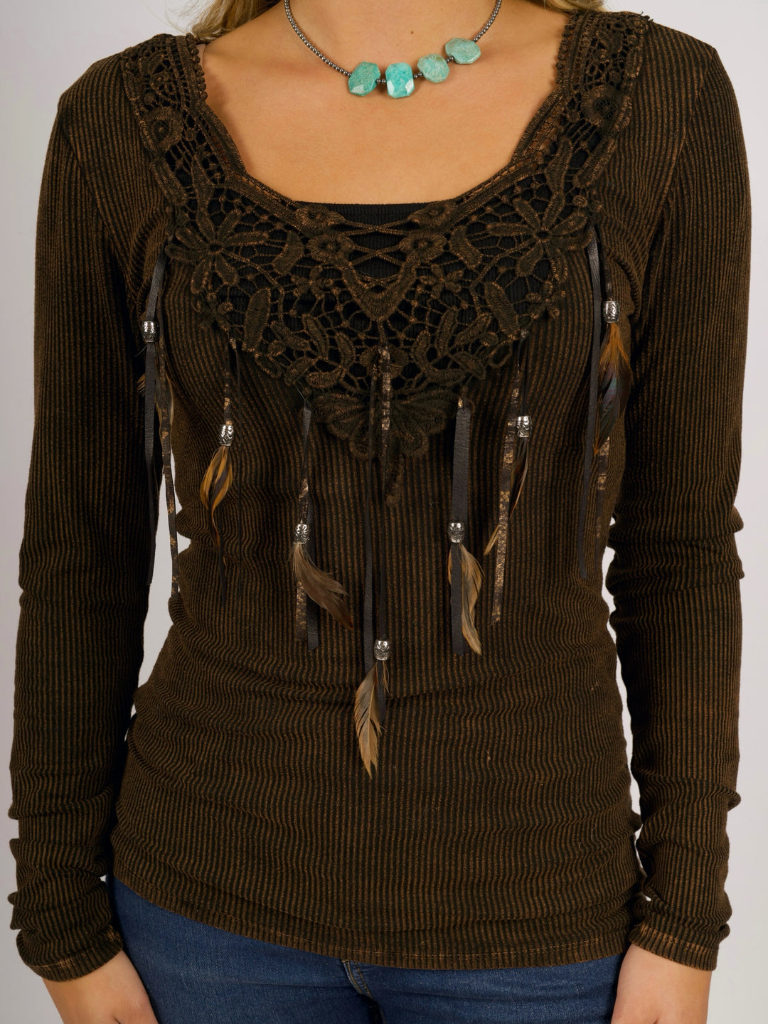 Fringe & Features Long Sleeve Top