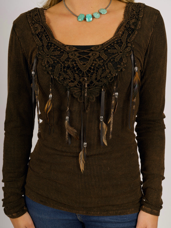Fringe & Features Long Sleeve Top