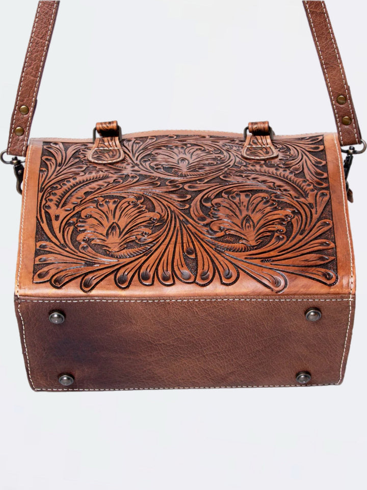 Frontier Elegance Hand-Tooled Leather Tote