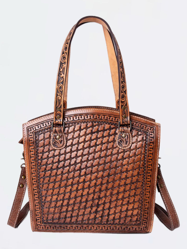 Frontier Elegance Hand-Tooled Leather Tote