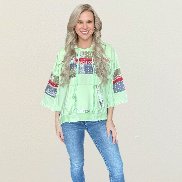 Spring Meadow Patchwork Hoodie - Salt and Grace Boutique