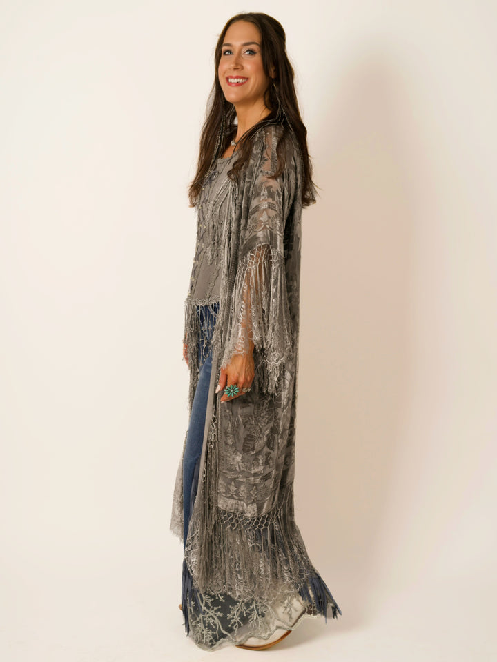 Stevie Nicks Burnout Velvet & Lace Duster