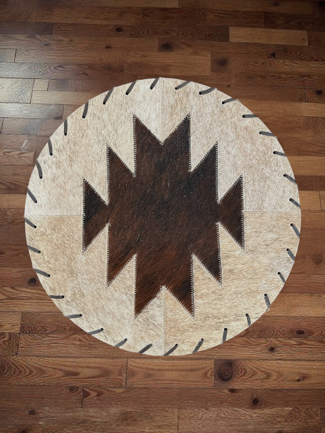 16” Round Cowhide Placemats with Mesa Pattern