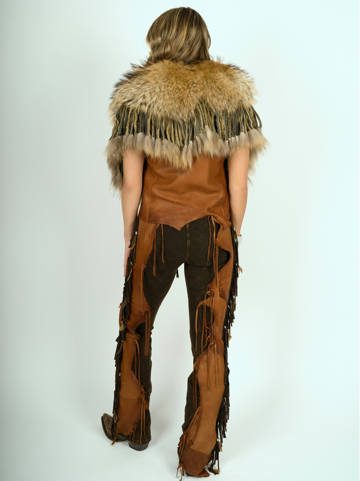 Natural Raccoon Fringed Fur Collar
