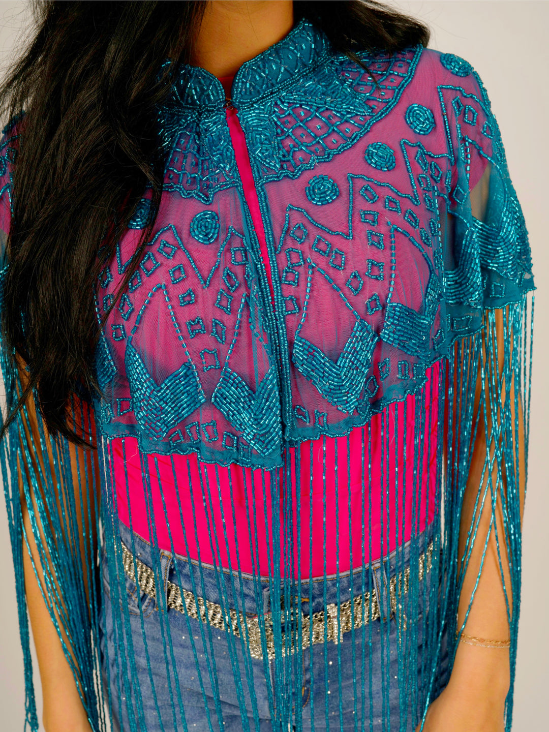 Turquoise Beaded Cape