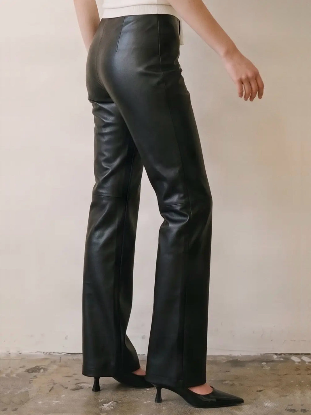 Women’s Mid-Rise Faux Leather Flare Pant