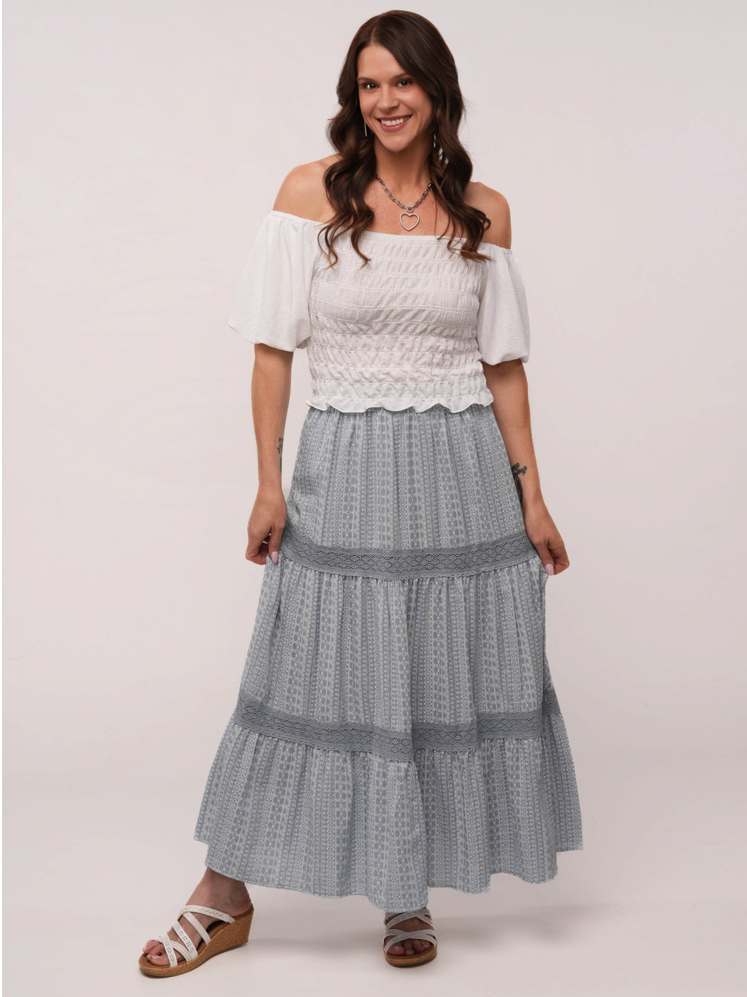 Boho Smocked Puff Sleeve White Top