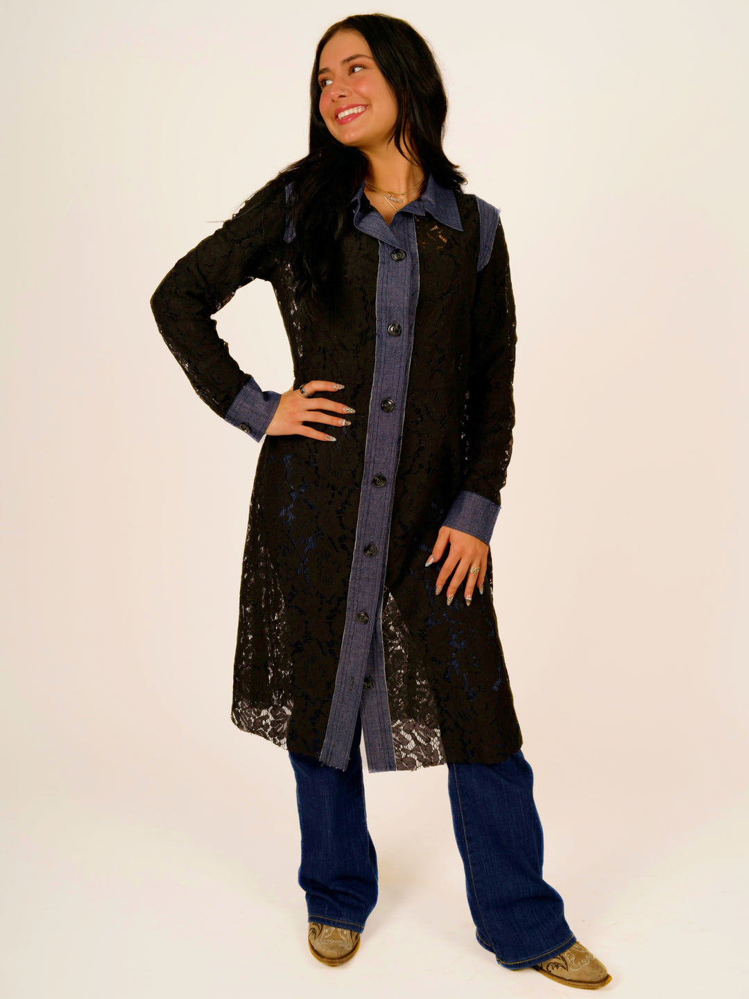 Sierra Lace with Denim Trim Jacket