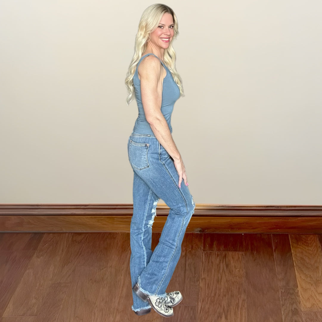 Judy Blue Rebel Fray Bootcut Jeans