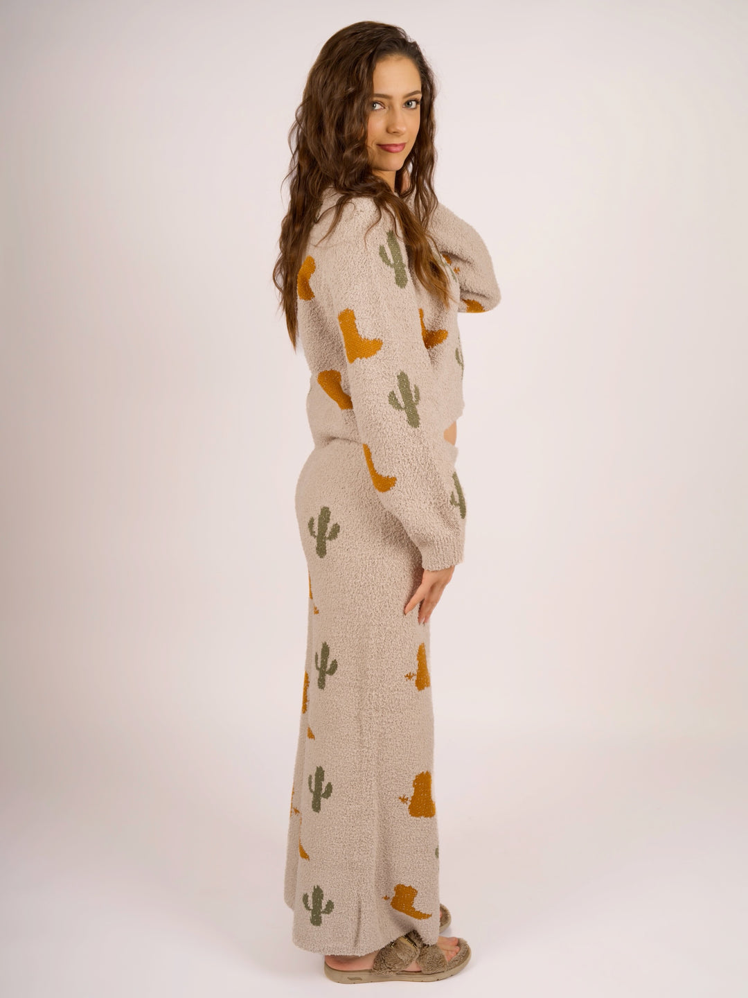 Southwest Cactus Western Knit Loungewear Set for Women