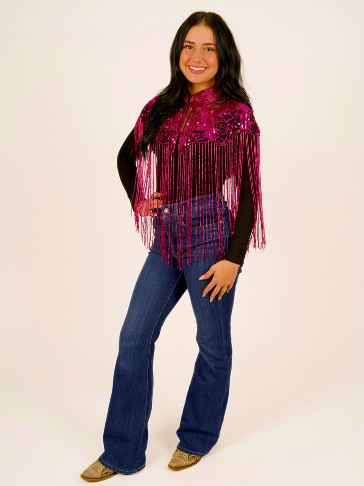 Hot Pink Beaded Cape