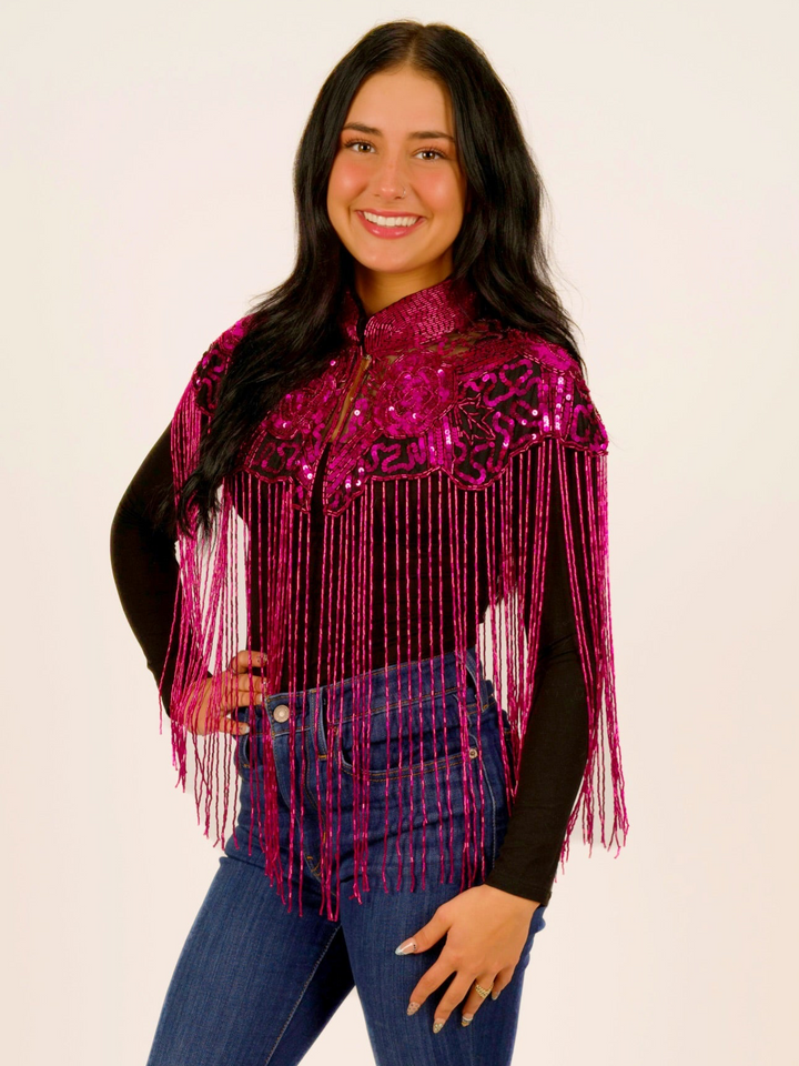 Hot Pink Beaded Cape
